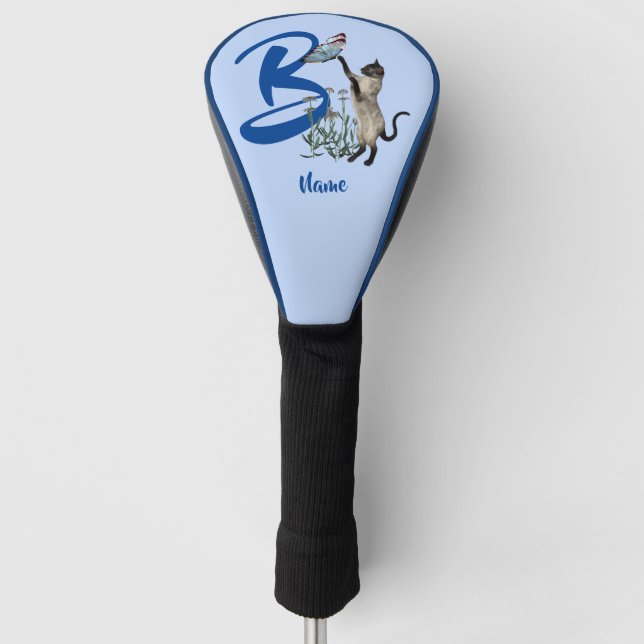 Siamese Cat Monogram Initial B Personalized Golf Head Cover (Front)