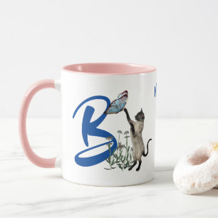 Siamese Cat Monogram Initial B Personalized Mug