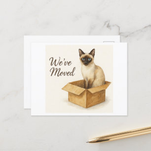 Siamese Cat Moving House announcement Postcard