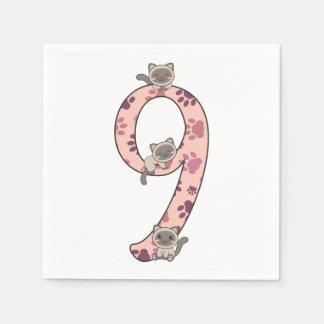 Siamese Cat Ninth Birthday For Kids Cats Napkins