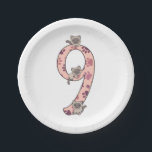 Siamese Cat Ninth Birthday For Kids Cats Paper Pla Plate<br><div class="desc">The Siamese cat for the ninth birthday. For every child who turns nine years old. Cute cats for kids 9th birthday. The cats climb to the number nine with cats paws.</div>