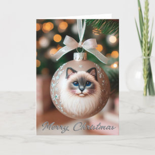 Siamese Cat on an Ornament Christmas Card