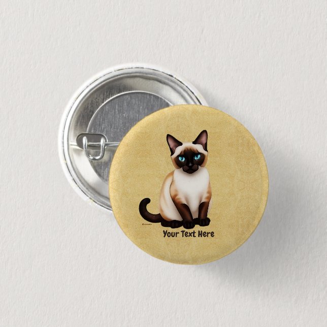 Siamese Cat On Old Paper 1 Inch Round Button (Front & Back)