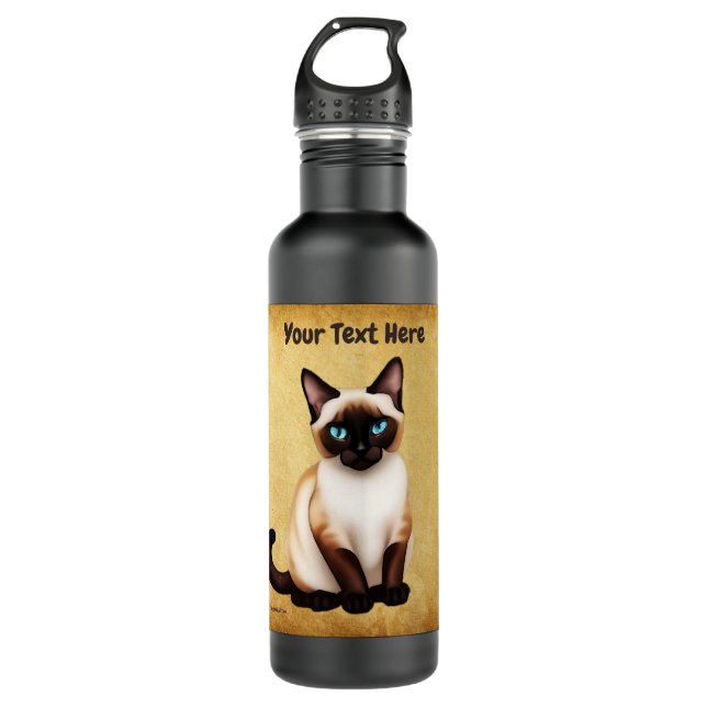 Siamese Cat On Old Paper 710 Ml Water Bottle (Front)