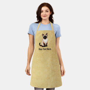 Siamese Cat On Old Paper Apron
