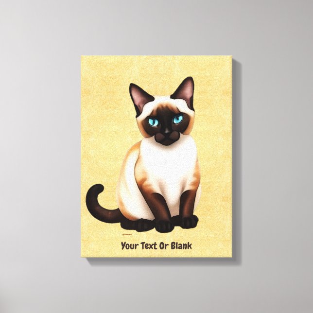 Siamese Cat On Old Paper Canvas Print (Front)