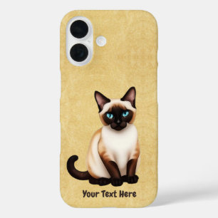 Siamese Cat On Old Paper iPhone 16 Case