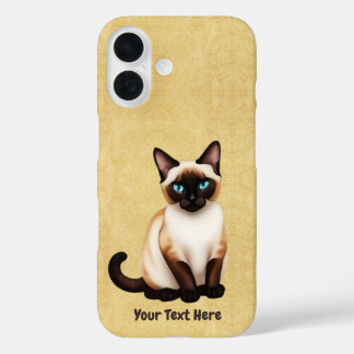 Siamese Cat On Old Paper iPhone 16 Case