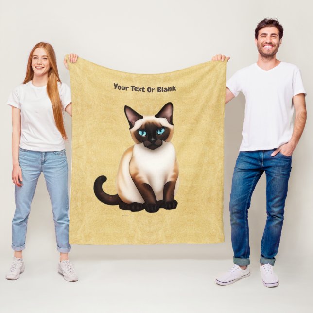 Siamese Cat On Old Paper Fleece Blanket (In Situ)