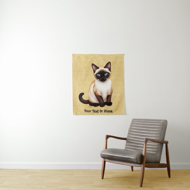 Siamese Cat On Old Paper Tapestry (In Situ)