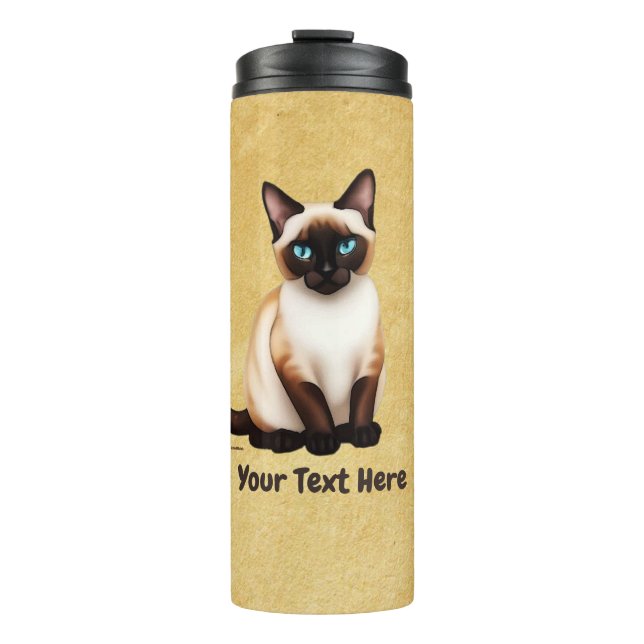 Siamese Cat On Old Paper Thermal Tumbler (Front)