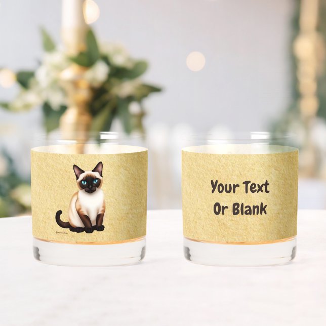 Siamese Cat On Old Paper Whiskey Glass (Insitu (Wedding))
