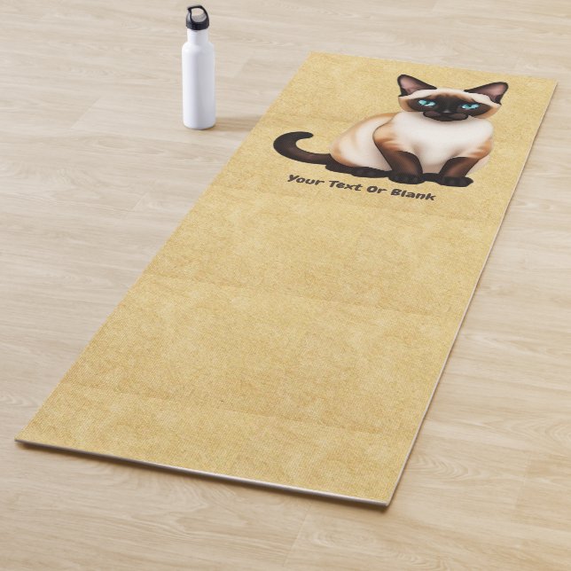 Siamese Cat On Old Paper Yoga Mat (In Situ)