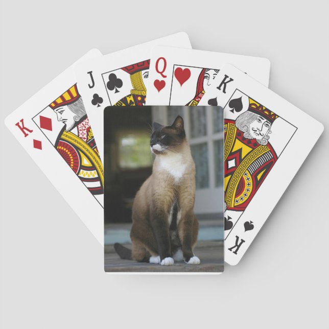 Siamese Cat on the Porch Playing Cards (Back)