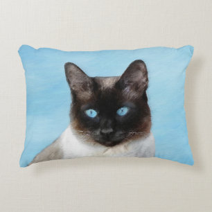 Siamese Cat Painting - Cute Original Cat Art Accent Pillow