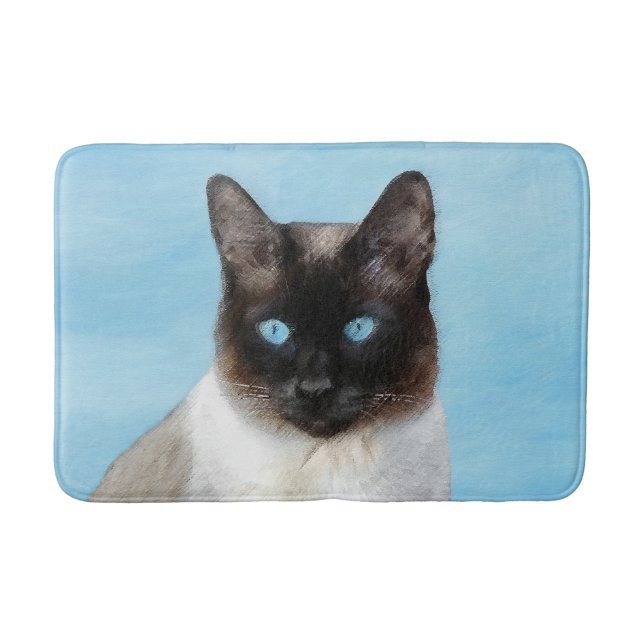 Siamese Cat Painting - Cute Original Cat Art Bath Mat (Front)