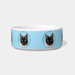 Siamese Cat Painting - Cute Original Cat Art Bowl