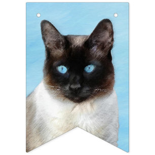 Siamese Cat Painting - Cute Original Cat Art Bunting Flags