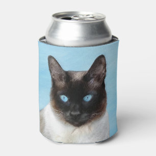 Siamese Cat Painting - Cute Original Cat Art Can Cooler