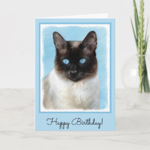Siamese Cat Painting - Cute Original Cat Art Card