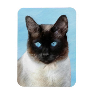 Siamese Cat Painting - Cute Original Cat Art Magnet