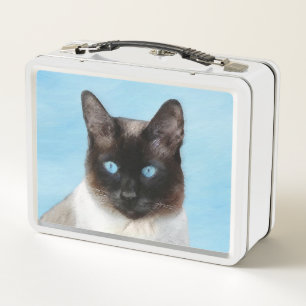 Siamese Cat Painting - Cute Original Cat Art Metal Lunch Box