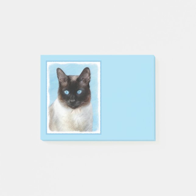 Siamese Cat Painting - Cute Original Cat Art Post-it Notes (Front)