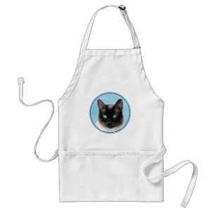 Siamese Cat Painting - Cute Original Cat Art Standard Apron