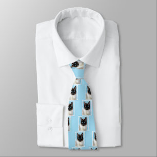 Siamese Cat Painting - Cute Original Cat Art Tie