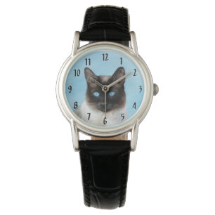 Siamese Cat Painting - Cute Original Cat Art Watch