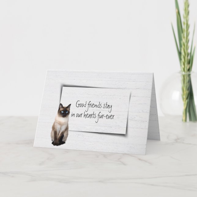 Siamese Cat Pet Loss Sympathy Card (Front)