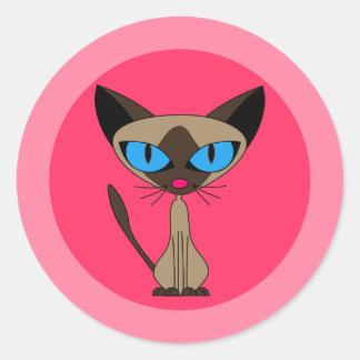 Siamese Cat, Pink Stickers