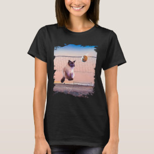 Siamese Cat Playing Beach Volleyball T-Shirt