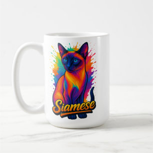 Siamese Cat Pop Art – Vibrant Neon Street Style Coffee Mug