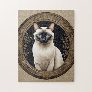 Siamese Cat Portrait Elegant Jigsaw Puzzle