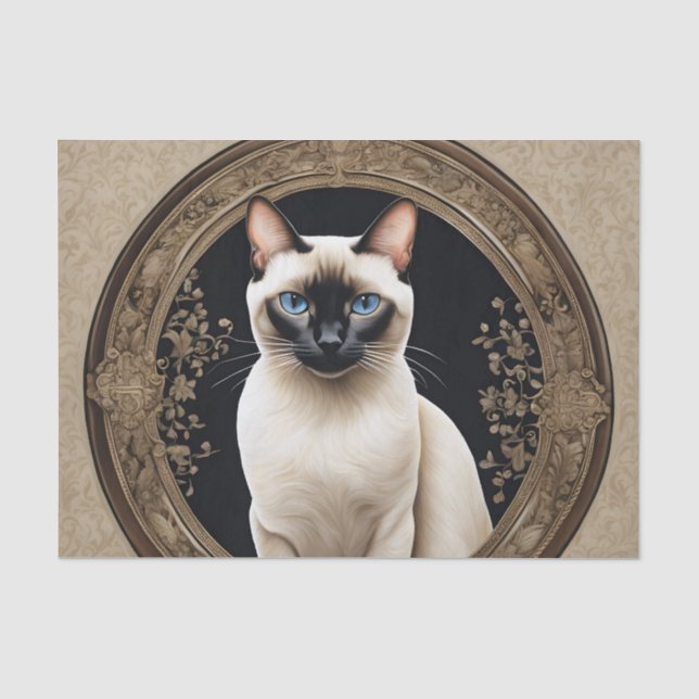 Siamese Cat Portrait Elegant Tissue Paper (Front)