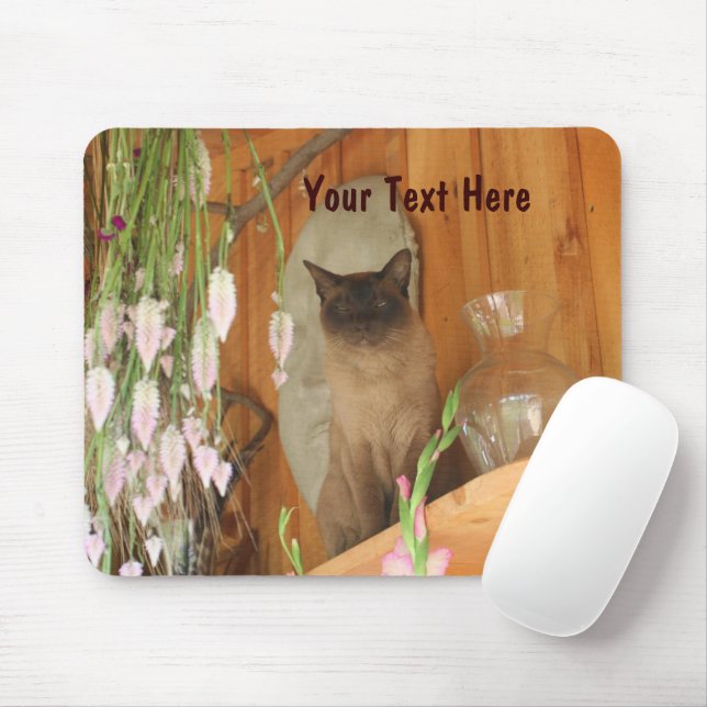 Siamese Cat Posing Animal Photography Mousepad #1 (With Mouse)