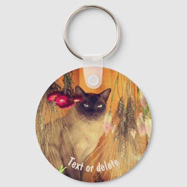 Siamese Cat Posing Personalized Keychain (Front)