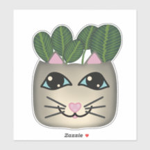 Siamese Cat Prayer Plant Planter Sticker