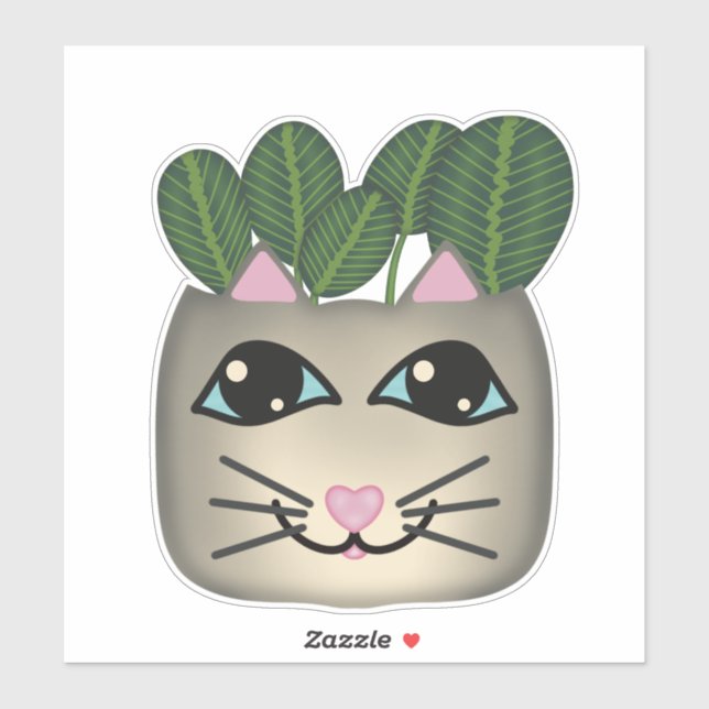 Siamese Cat Prayer Plant Planter Sticker (Sheet)