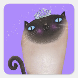 Siamese Cat Princess Square Sticker