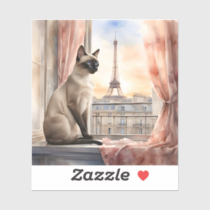 Siamese Cat Relaxing on Parisian Window Sill