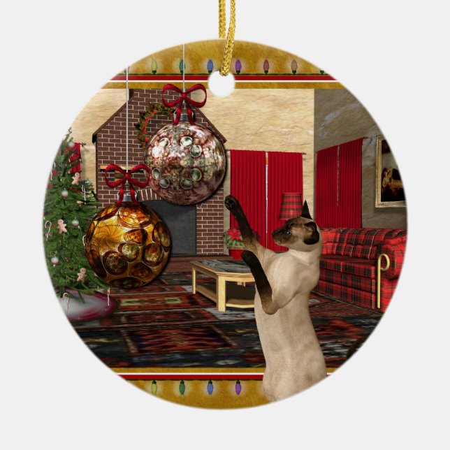 Siamese Cat - Round Christmas Ornament (Front)