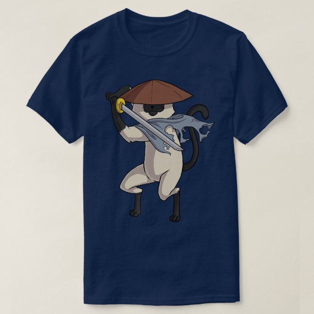 Siamese Cat Samurai Cat  T-Shirt (Design Front)