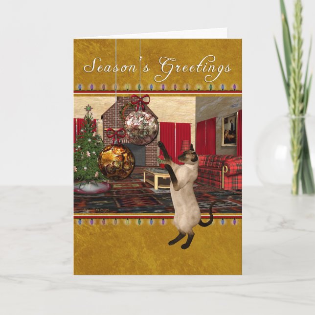 Siamese Cat - Season's Greetings Holiday Card (Front)
