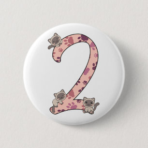Siamese Cat Second Birthday For Kids Cats Button