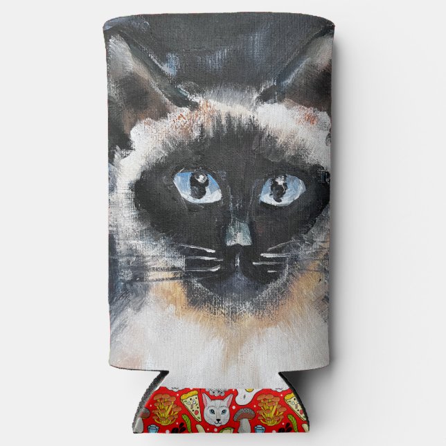 Siamese cat seltzer can cooler (Front)