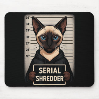 Siamese Cat Serial Shredder Mugshot Funny Pet Mouse Pad