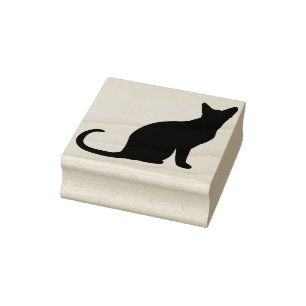 siamese cat silhouette art stamp