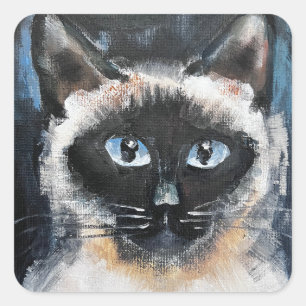 Siamese cat square sticker